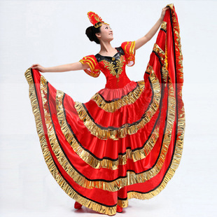 特价西班牙大摆裙斗牛舞蹈裙肚皮舞裙开场舞表演服装演出服伴舞裙