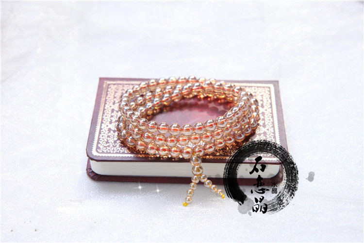 天然小清新香槟晶 水晶手链 99颗多圈手串