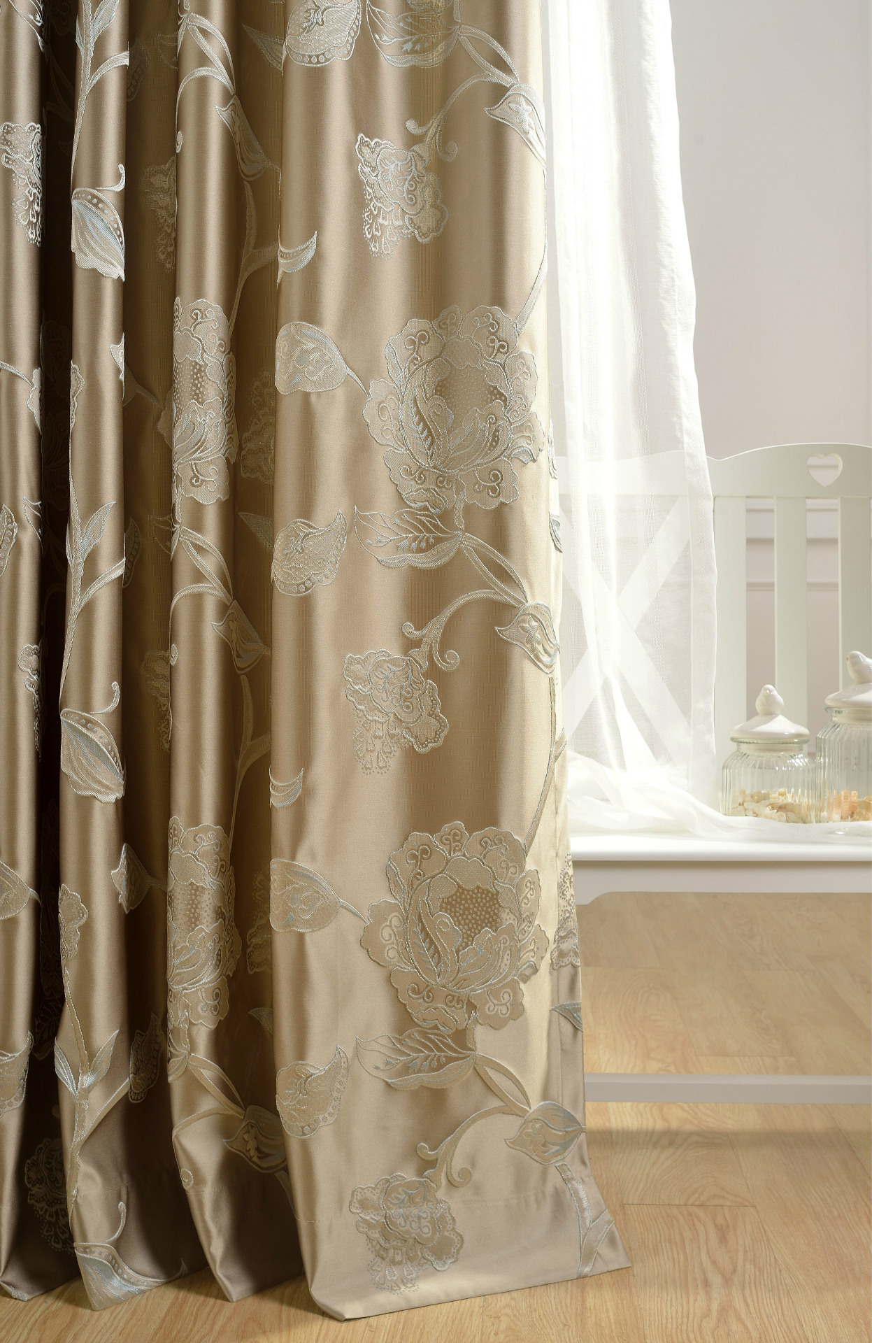 高精密提花布系列--富贵牡丹 色织提花窗帘 奢华风系列