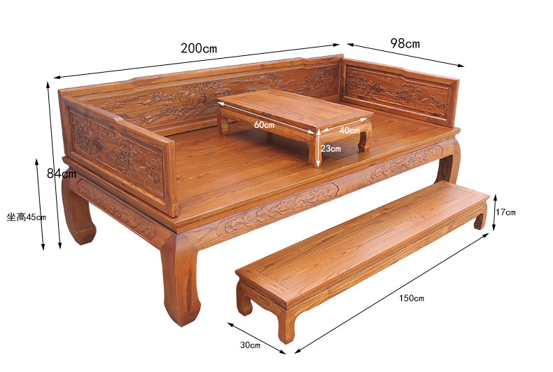 特价实木 仿古家具 家居 经典款罗汉床 山水雕花