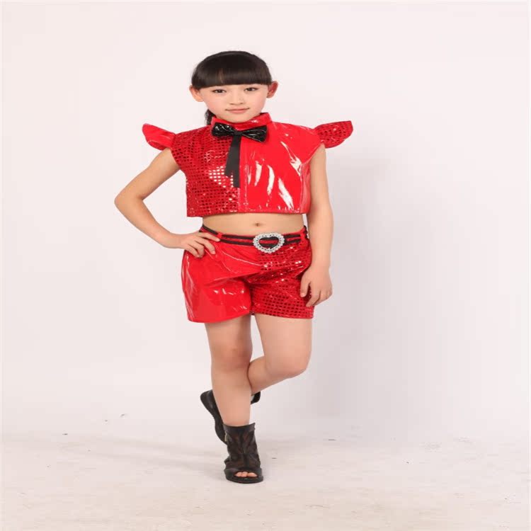 儿童街舞踢踏舞漆皮演出服装爵士舞表演服现代舞蹈服动感表演服装
