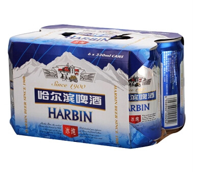 批发哈尔滨冰纯 优质麦芽听装啤酒 24*330ml 超市啤酒商家首选