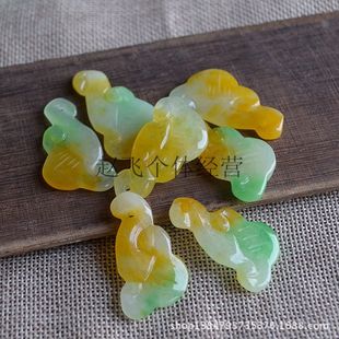 diy手工饰品配件/天然巴山翡翠如意挂件吊坠 三彩如意