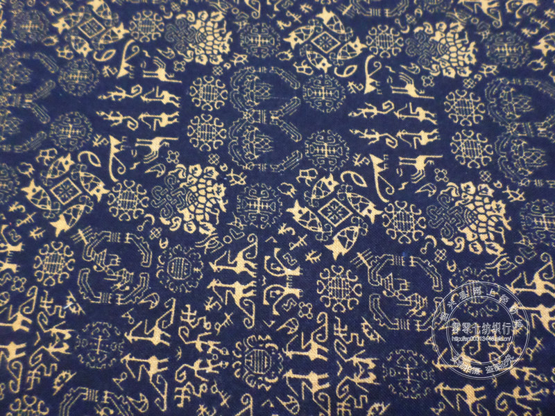 棉麻印花布料_混纺印花 古文明壁画印花布料 沙发抱枕
