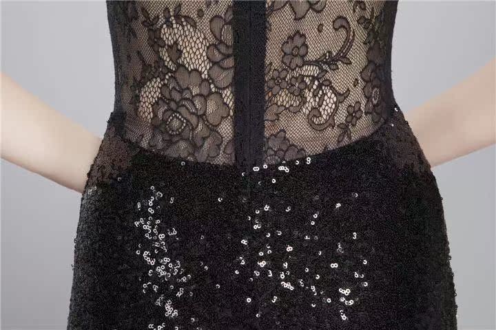 ck139--2014明星同款性感蕾丝亮片拼接款镂空开叉长款宴会服图片_26