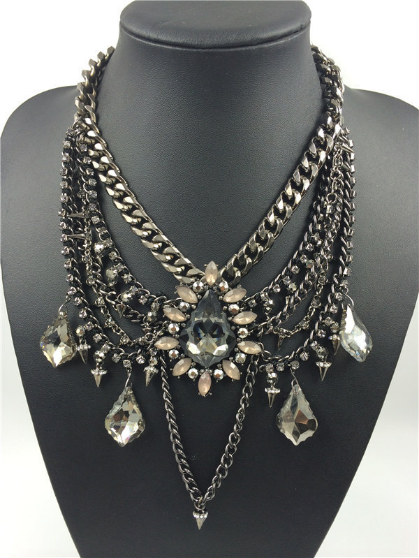 小额批发 z*ra 时尚水晶吊坠项链女款复杂波西米亚风饰品 混批