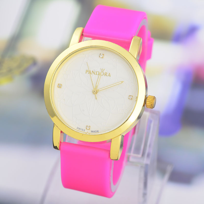 速卖通外贸热销时尚女士手表 pandora品牌硅胶手表 厂家直销 现货