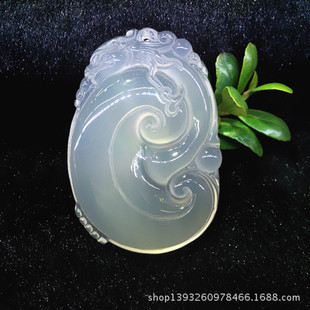 批发 天然水晶玉石 天然冰种白玉髓如意挂件 玛瑙玉髓吊坠挂饰