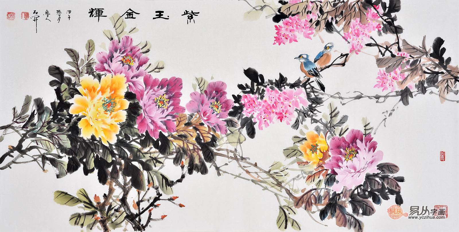 办公室装饰花鸟画 办公室风水画  易从花鸟画 