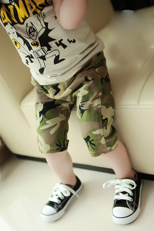 麻麻爱韩版童装 宝宝个性迷彩军裤中裤 儿童童裤 品牌童装