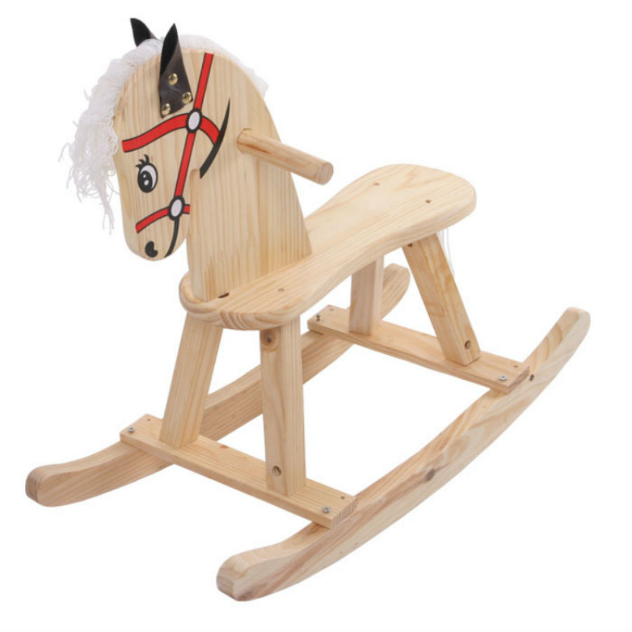 中国传统木制儿童木马木制本色摇马益智童年早教 幼儿园礼物代发