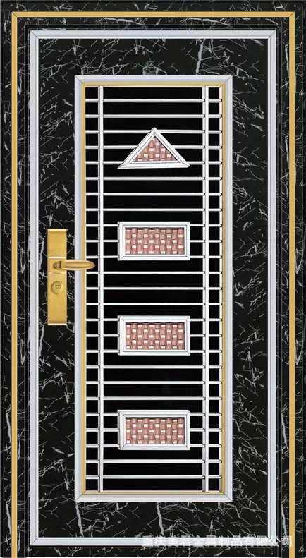 厂家供应不锈钢黑钛大理石 不锈钢双开子母门 高档进户门