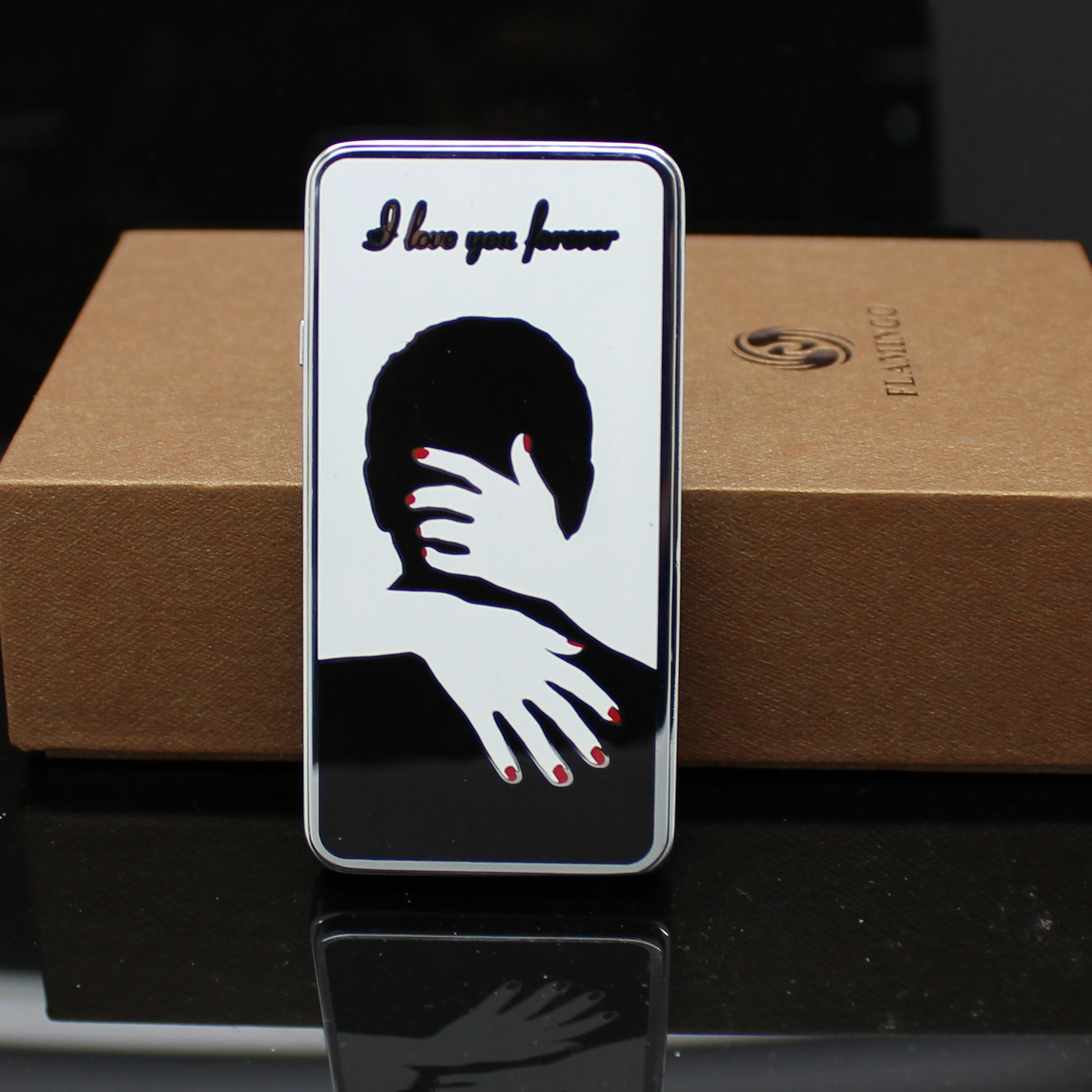 厂家直销 带安全锁飞行模式金属防风usb充电打火机金色银色拥抱图