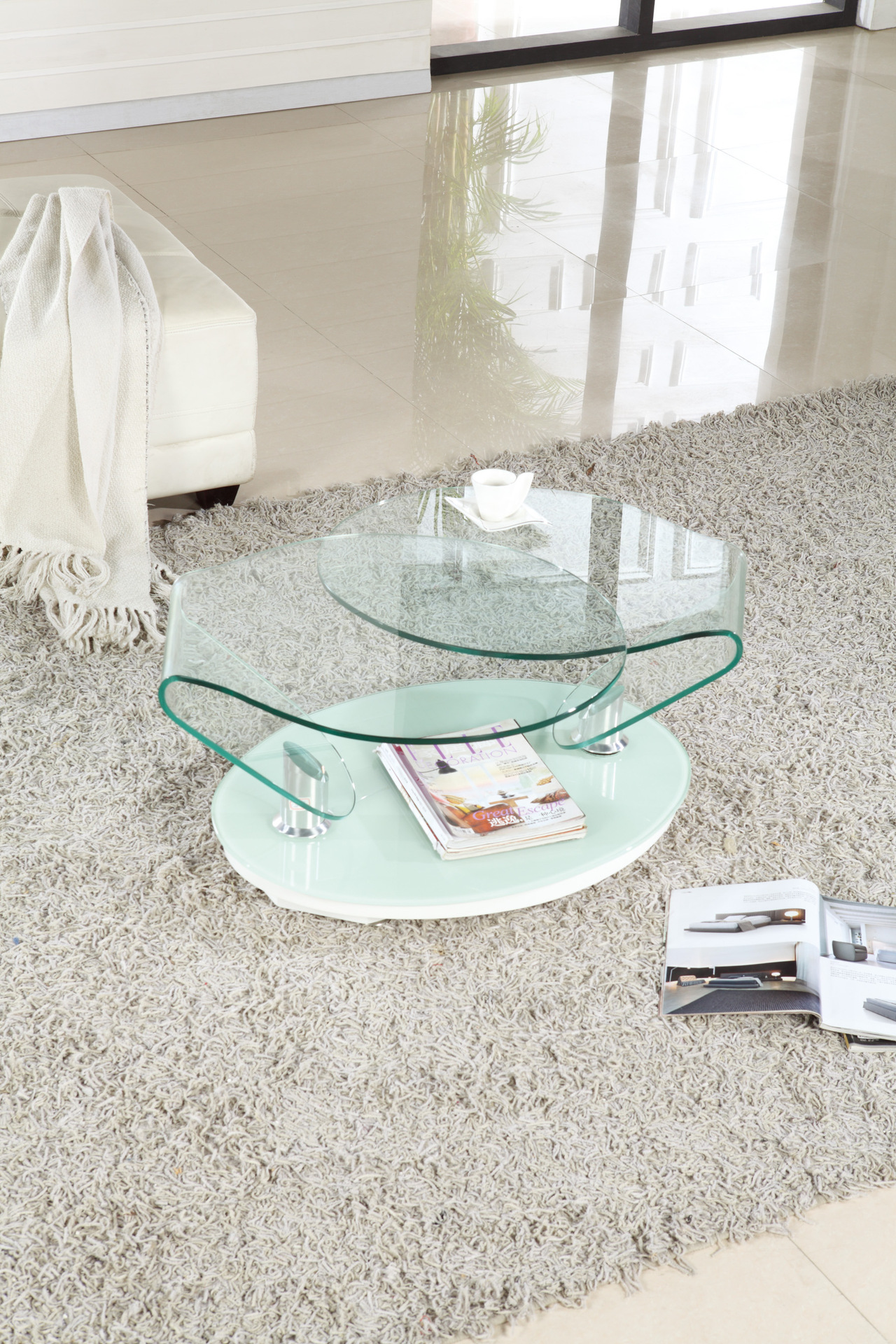 顺德家具功能茶几 热弯玻璃茶几 可旋转收缩功能茶几 现货批发