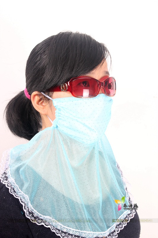 z102d时尚新款亮点珍珠纱口罩 超大护颈 防尘防风沙防晒口罩批发