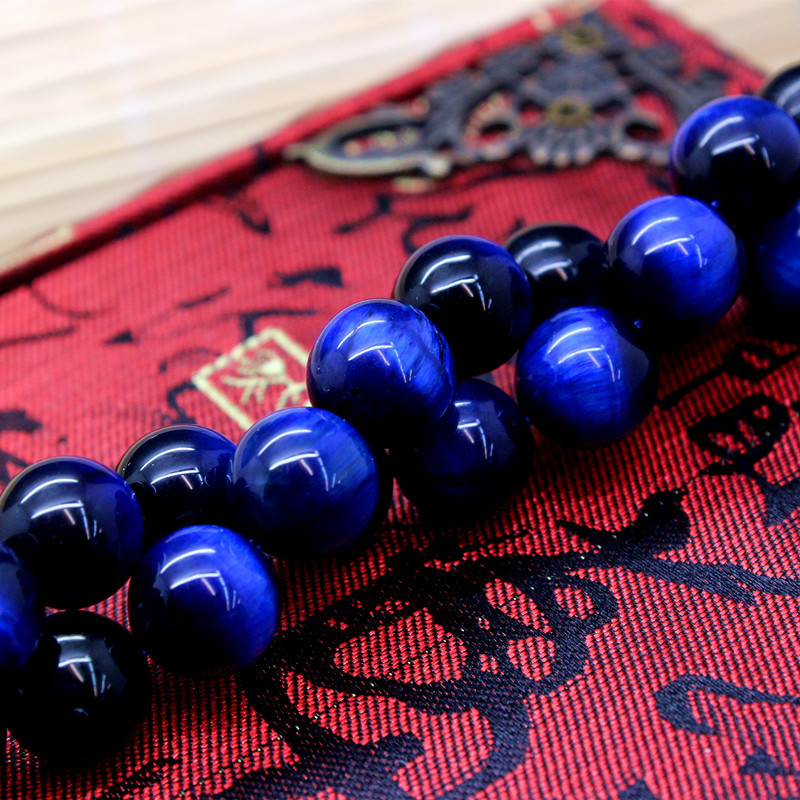 【均均水晶】aaa级深蓝虎眼石圆珠散珠半成品diy配件佛珠批发