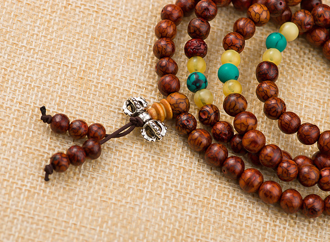 c008正宗小叶银杏木手串108颗 珠老料 男女手珠饰品 佛珠手链 25g