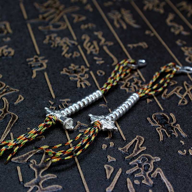 手工diy老藏式佛珠配件 藏式镀银梅花计数器 降魔杵计数器批发