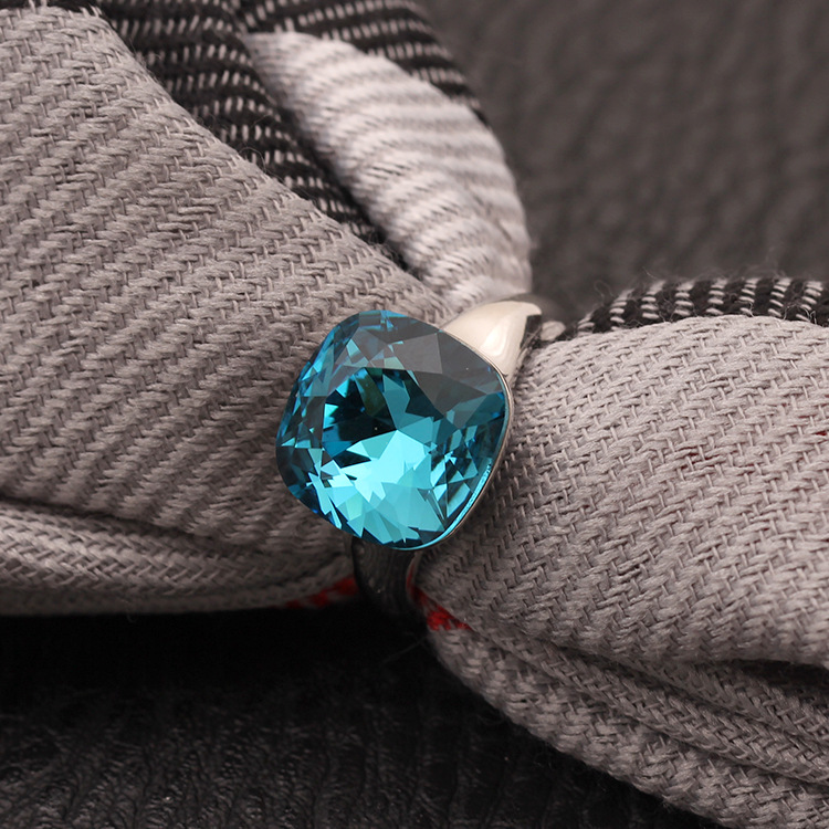 太阳云正品混批发首饰品 红黄蓝三色水晶戒指女 食指戒女一件代发