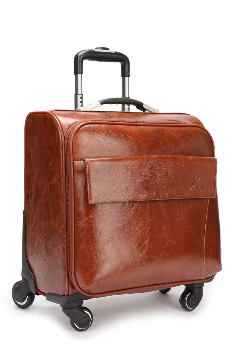 新款复古真皮拉杆箱 牛皮旅行箱 商务登机密码箱 万向轮行李箱