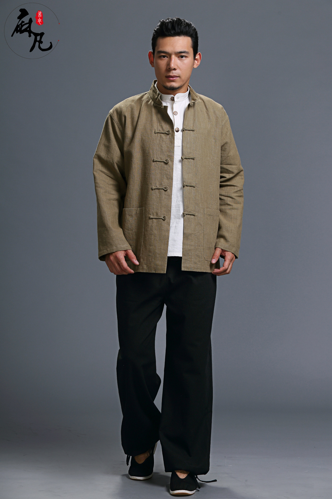 麻凡2015新款时尚男装批发 棉麻休闲直筒宽松男抽带长裤