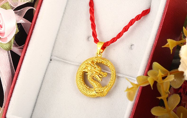 镀黄金盘龙吊坠 沙金项坠 镀金首饰 镀24k金饰品 批发图片_13