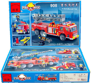 lego樂高式啟蒙積木專櫃正品拼裝玩具 全新重型消防車 雲梯車 908