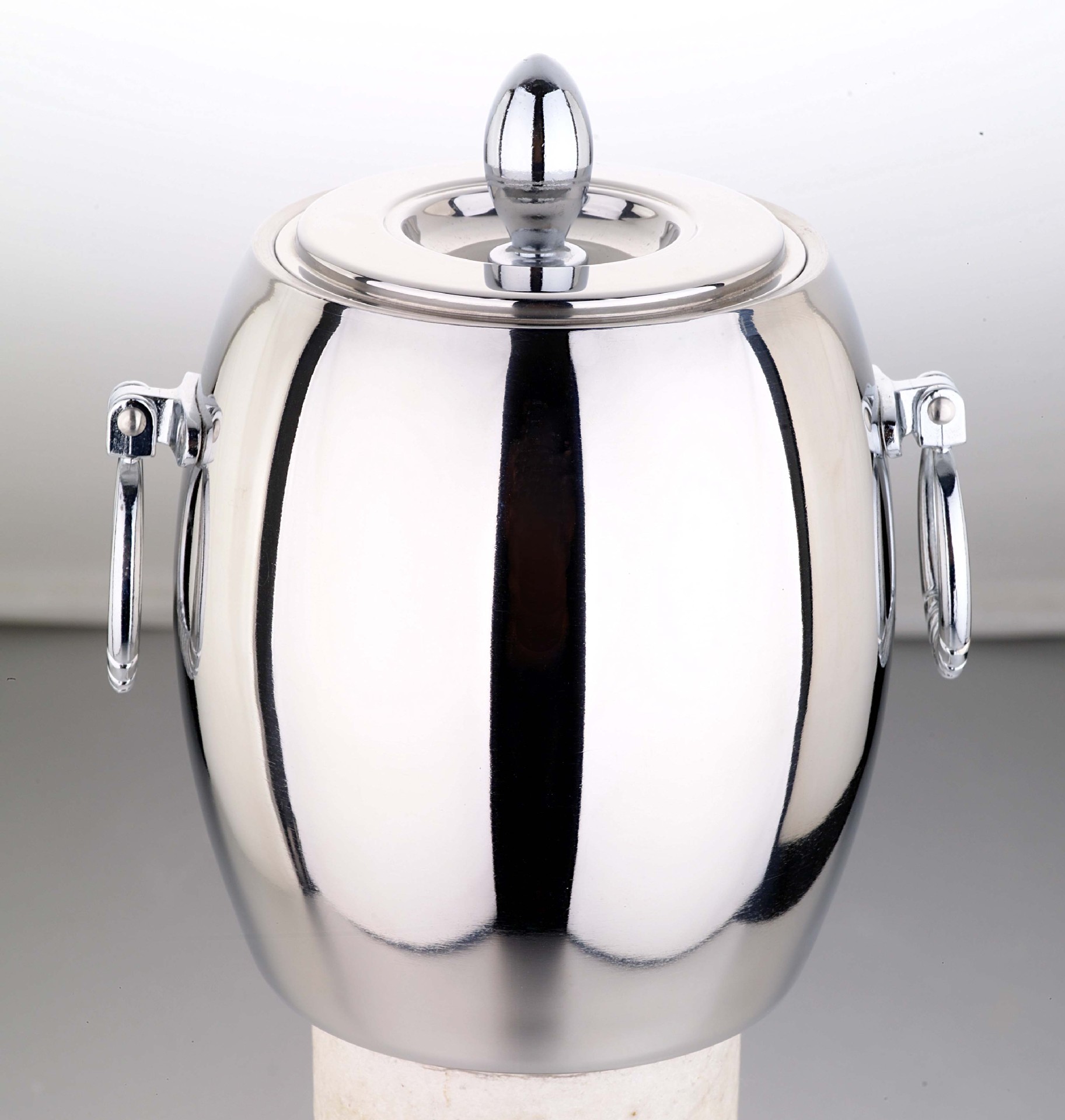 批发采购冰桶,冰夹-厂家供应新款不锈钢双层橄榄型冰粒桶-1.