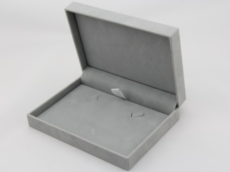 灰色植绒高档精美首饰包装盒 可定制长方形大气礼品盒