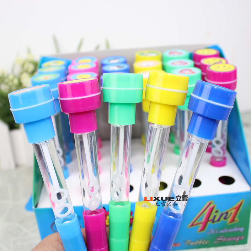 可爱多功能三用卡通笔 圆珠笔/印章笔/泡泡笔/灯笔/儿童玩具笔