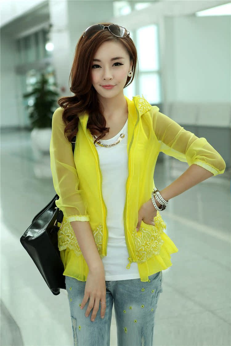 蕾丝防晒衫夏季防晒衣长袖正品透明开衫超薄透气防晒服防紫外线女