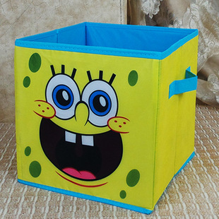 海绵宝宝无纺布玩具折叠卡通收纳盒家居收纳箱厂家批发