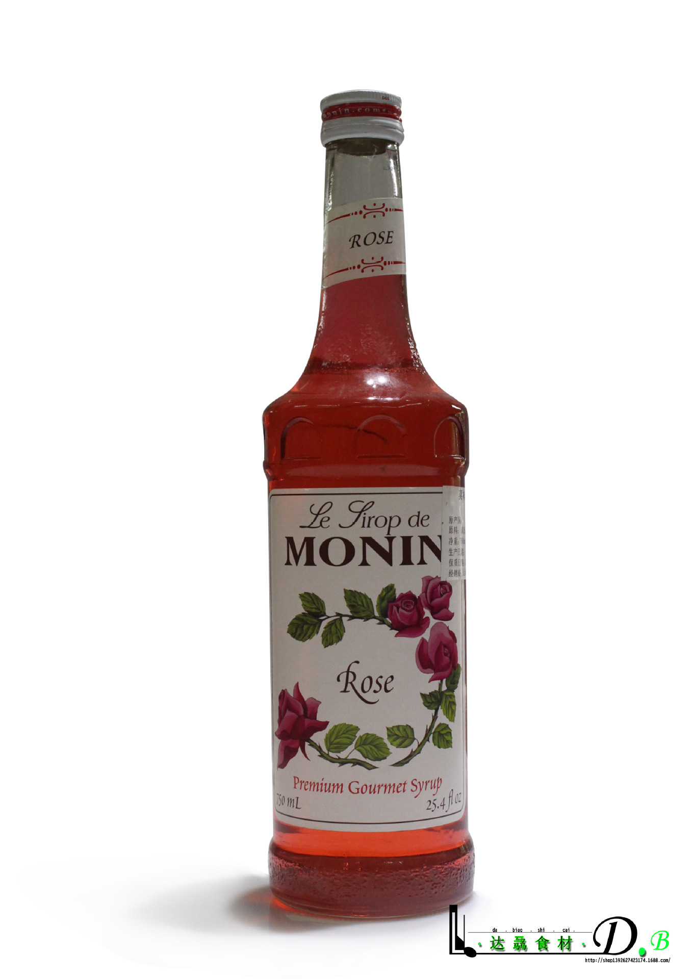 马来西亚 monin莫林玫瑰风味糖浆 吧台物料 咖啡鸡尾酒调料 750m