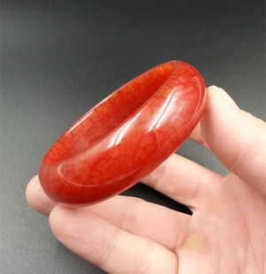 正品天然玉石 中国红鸡血玉 东北岫玉手镯 镯子玉石手环限量批发