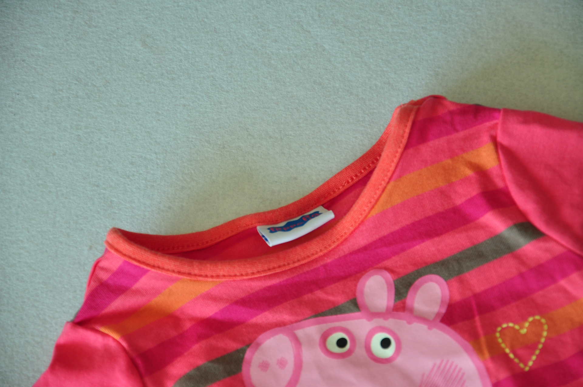 英国佩佩猪peppa pig原单女小童西瓜红条纹全棉短袖t 外贸童t恤图片_6