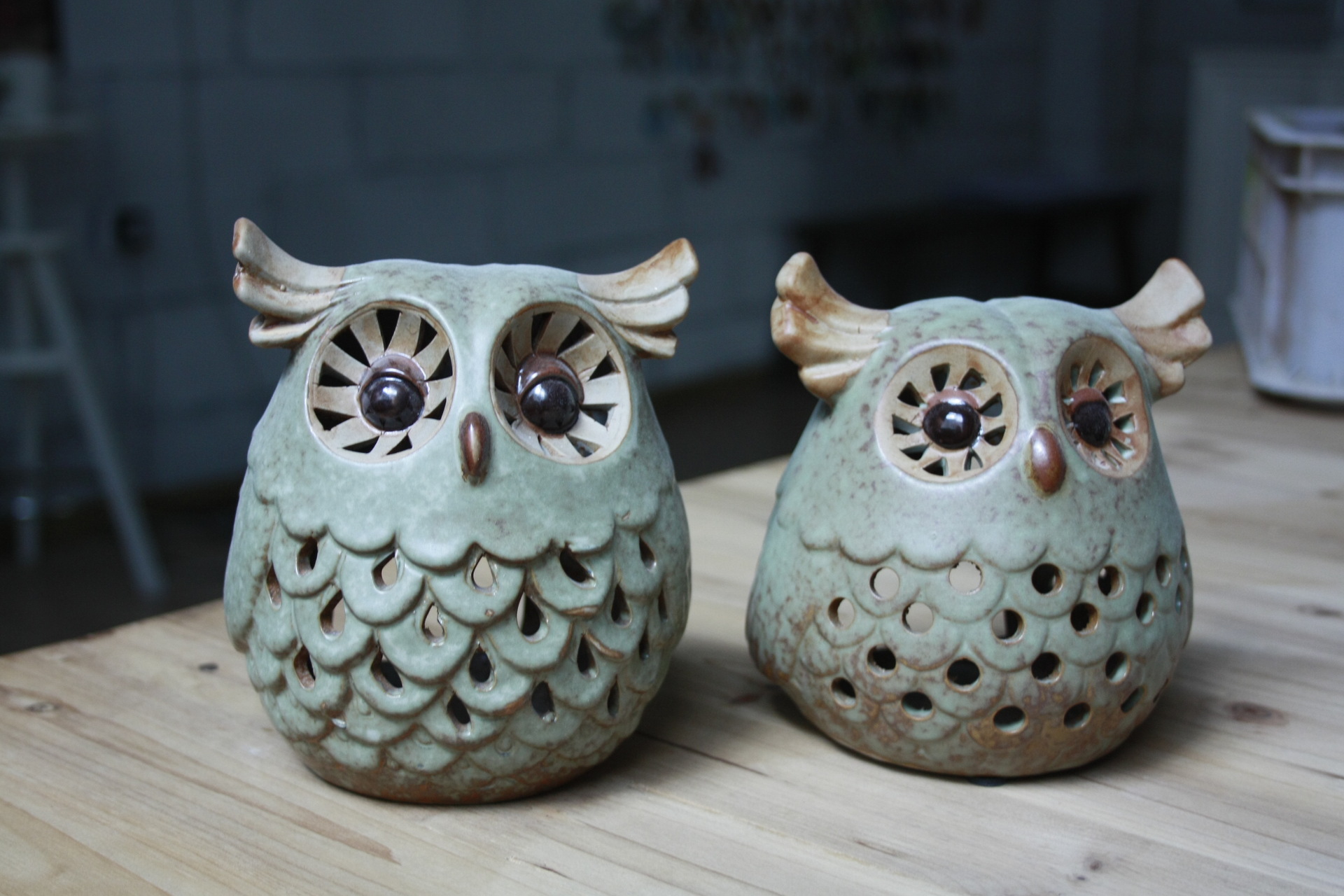新款创意家居装饰陶瓷摆设镂空猫头鹰工艺品 gwh8473