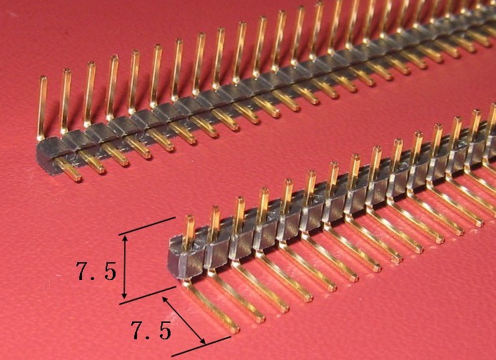 54mm间距单排弯针,插针,排针,单排针 1*40pin 环保镀金铜针