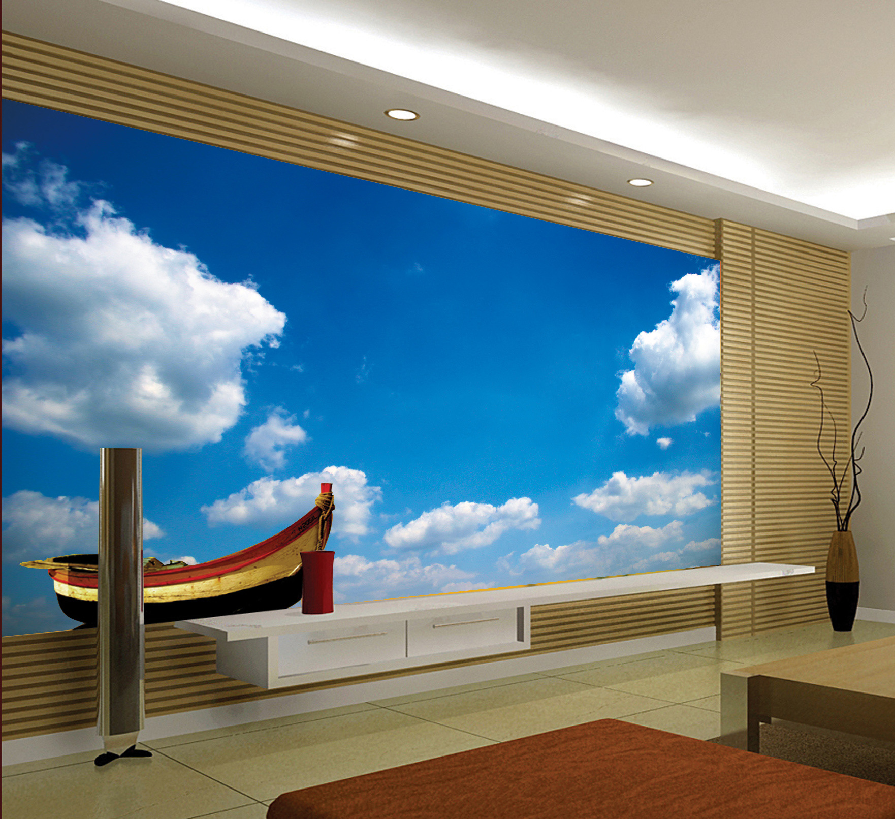 客厅蓝天白云效果图图片