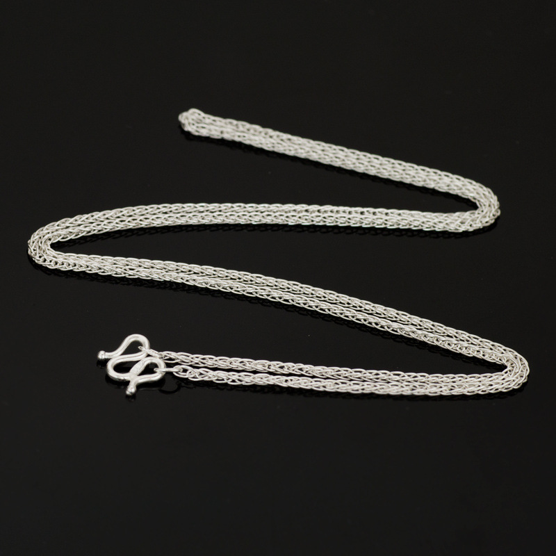 约瑟兄弟银饰批发 s999千足银圆萧方链m扣18寸项链