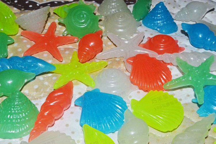 夜光海螺贝壳海星 长效发光人造夜光饰品鱼缸造景许愿瓶装饰250克