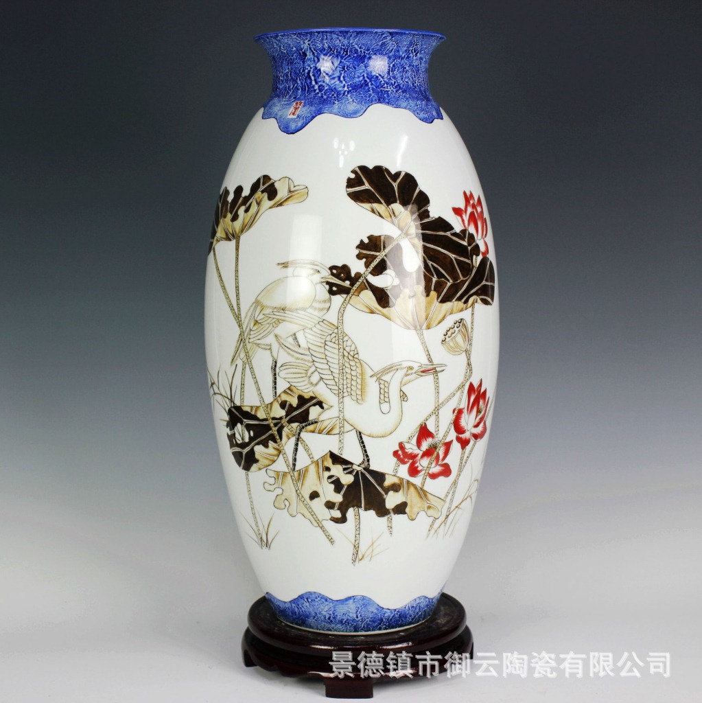 景德鎮 名人名作 花瓶 手繪【劉凱】作品 瓷器器 檯面陶瓷花瓶