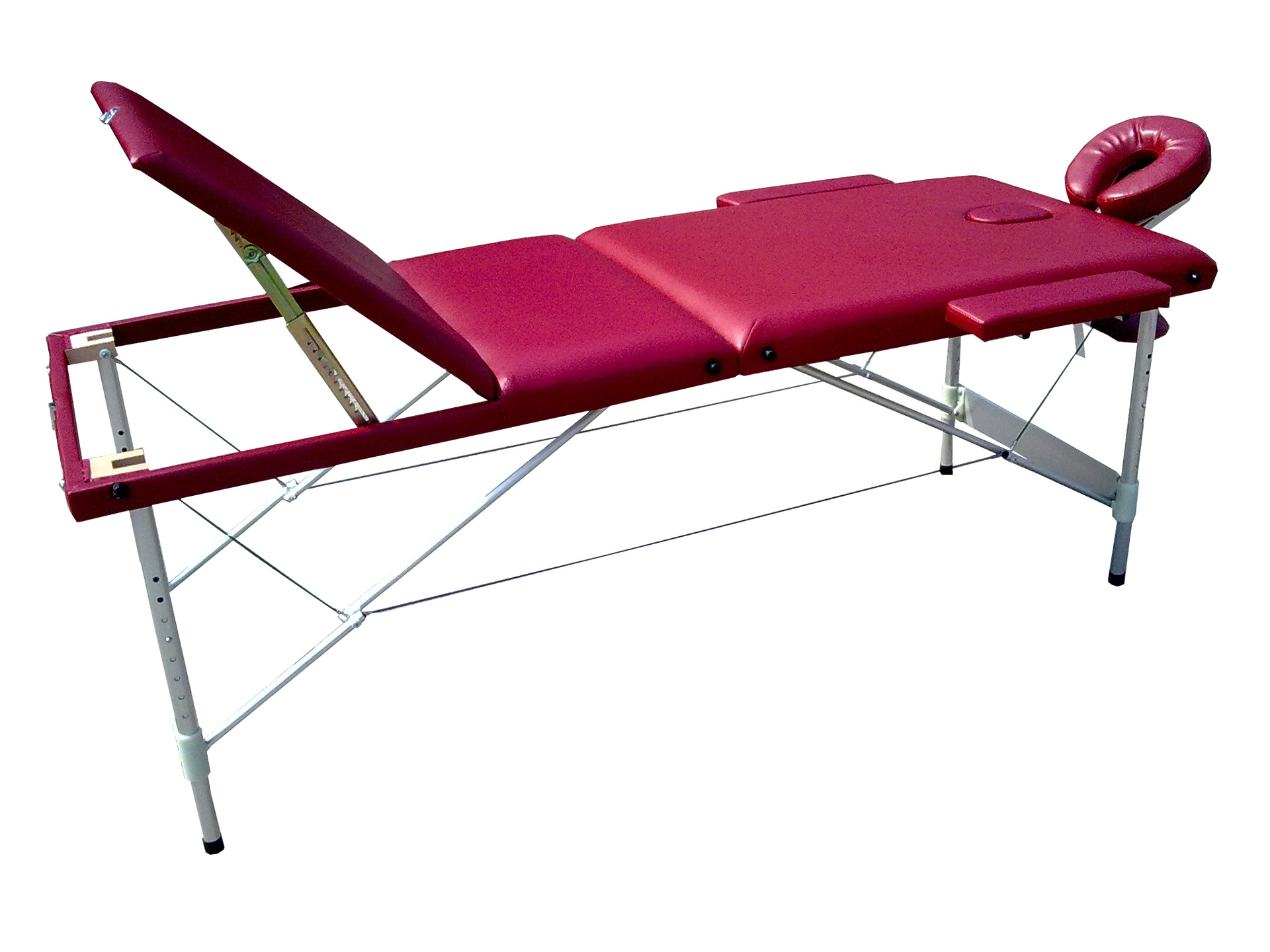 康昊三折铝合金折叠按摩床 美容床 纹身床 酒红色kh3108