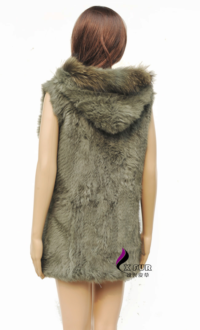 2014新款~兔毛手工编织背心军绿色清新时尚图片_8
