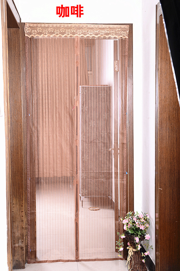 免穿型防蚊门帘磁性软纱门加密直条纱帘90*210外贸精品