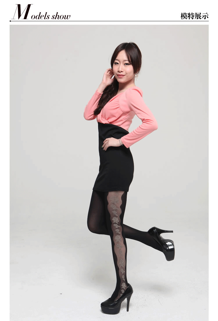 春秋款薄丝袜 女120d侧边透明性感连裤袜 弹性防勾丝图片_18