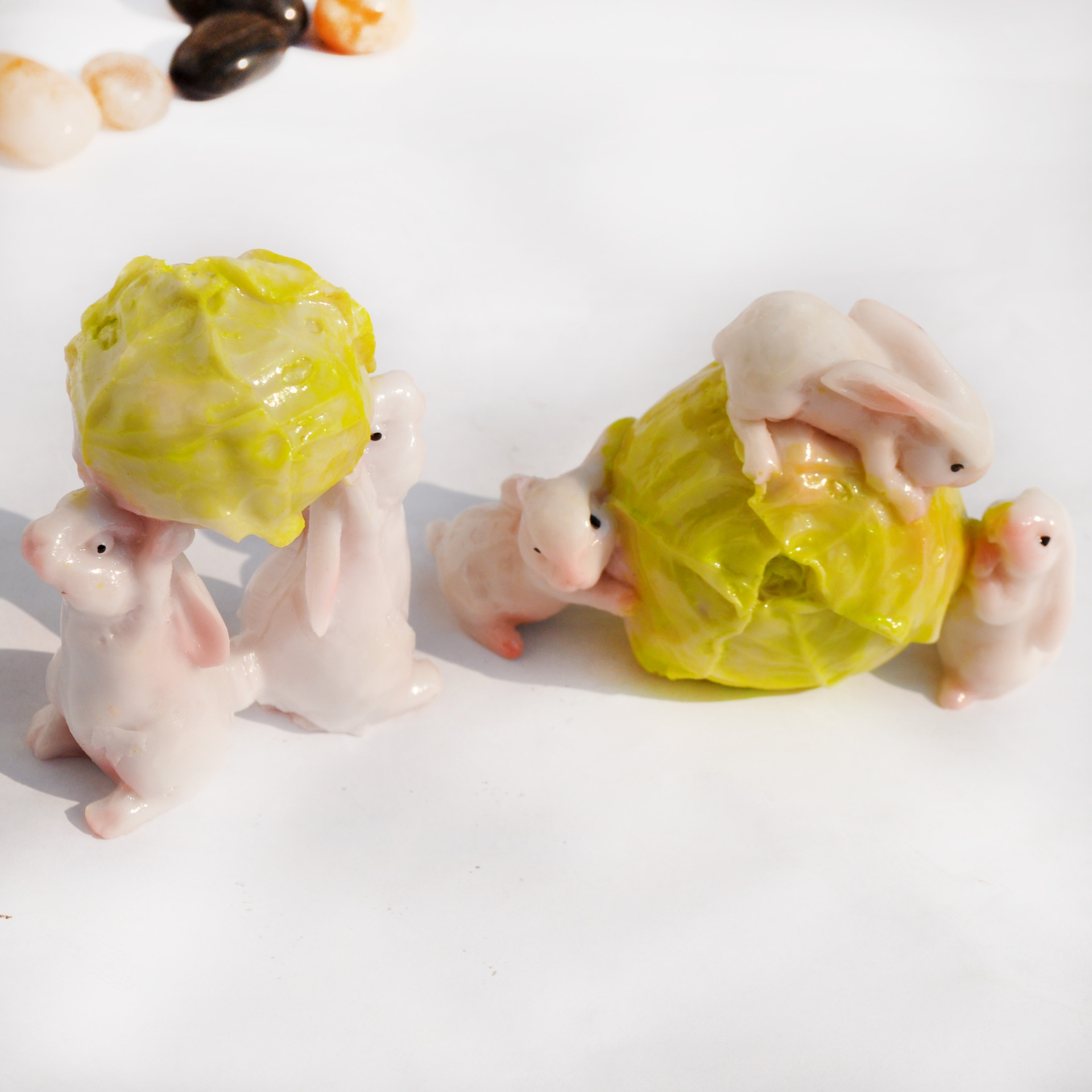 【做旧树脂抱包菜白菜兔子 树脂工艺品摆件 微景观装饰品b0145】浙江
