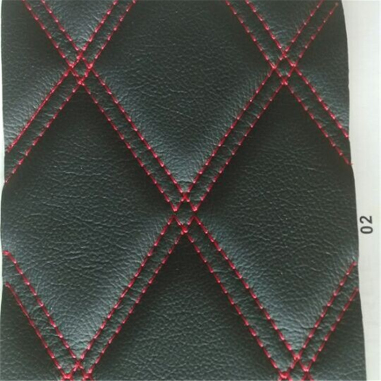 现货华王皮革供应菱形缝线汽车坐垫革 仿超纤pu皮革