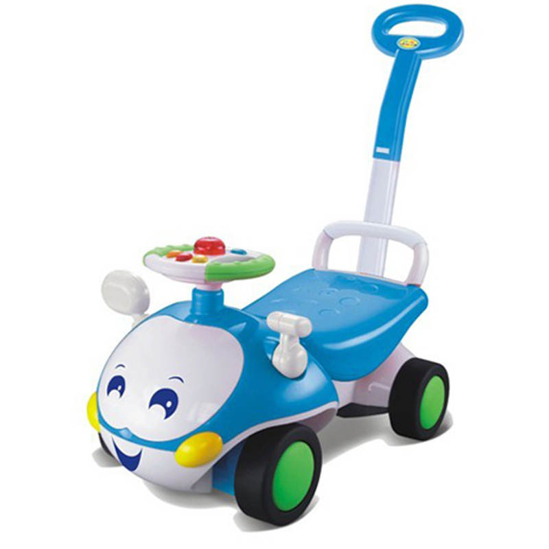 供应sm191388超萌超可爱笑脸智能对话新款童车 带推杆