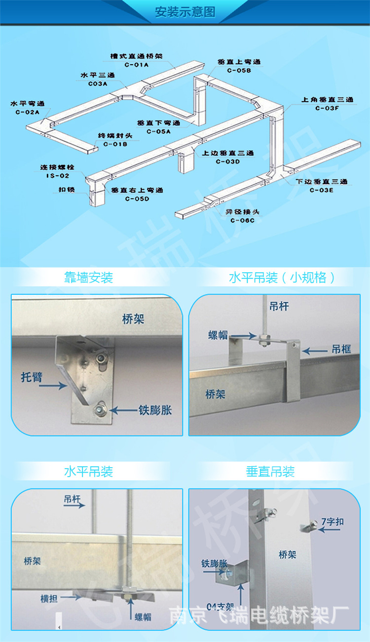 南京橋架供玻璃鋼槽式橋架南京鍍鋅橋架廠家批發電纜橋架