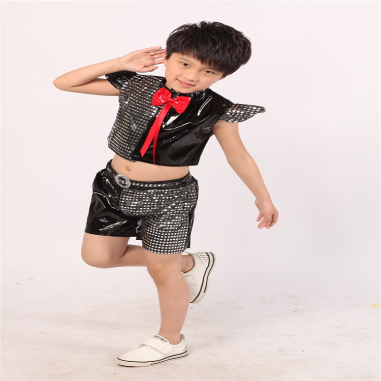 儿童街舞踢踏舞漆皮演出服装爵士舞表演服现代舞蹈服动感表演服装